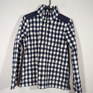 Talbots Buffalo Navy Plaid 1/4 Zip Preppy Pullover Women Size M
